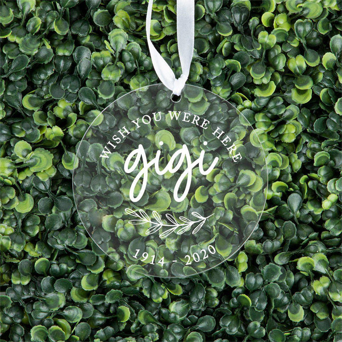 Custom Memorial Round Clear Acrylic Christmas Tree Ornament Keepsake-Set of 1-Andaz Press-Grandma-