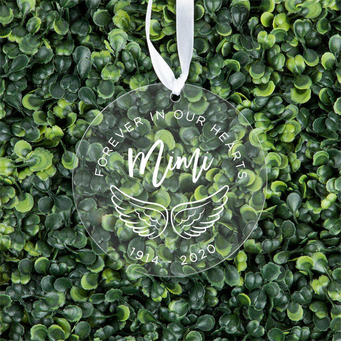 Custom Memorial Round Clear Acrylic Christmas Tree Ornament Keepsake-Set of 1-Andaz Press-Grandma-