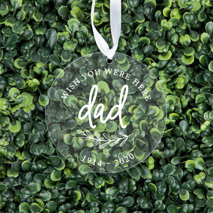 Custom Memorial Round Clear Acrylic Christmas Tree Ornament Keepsake-Set of 1-Andaz Press-Dad Custom-