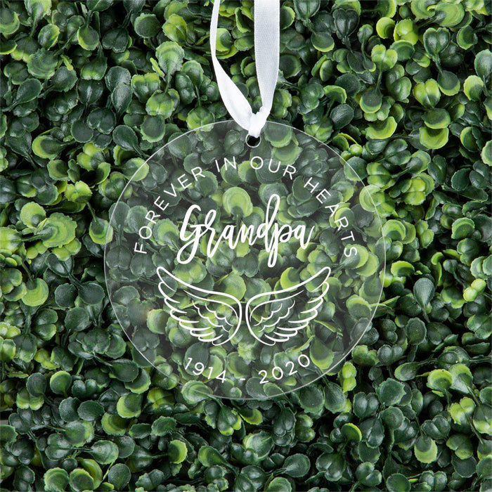 Custom Memorial Round Clear Acrylic Christmas Tree Ornament Keepsake-Set of 1-Andaz Press-Grandpa-