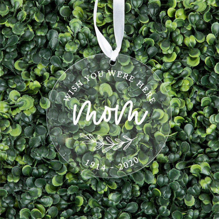 Custom Memorial Round Clear Acrylic Christmas Tree Ornament Keepsake-Set of 1-Andaz Press-Mom Custom-