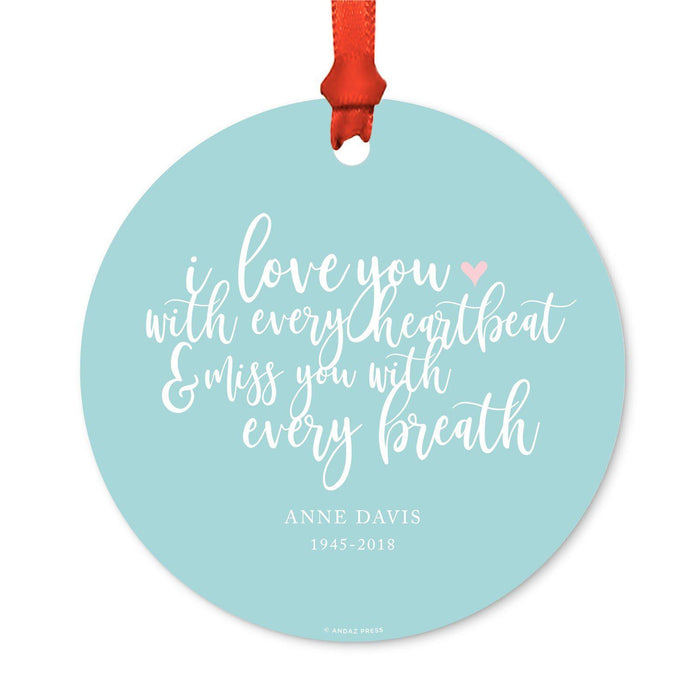 Custom Memorial Round Metal Christmas Ornament, There's a Little Bit of Heaven in Our Home-Set of 1-Andaz Press-Anne Davis-