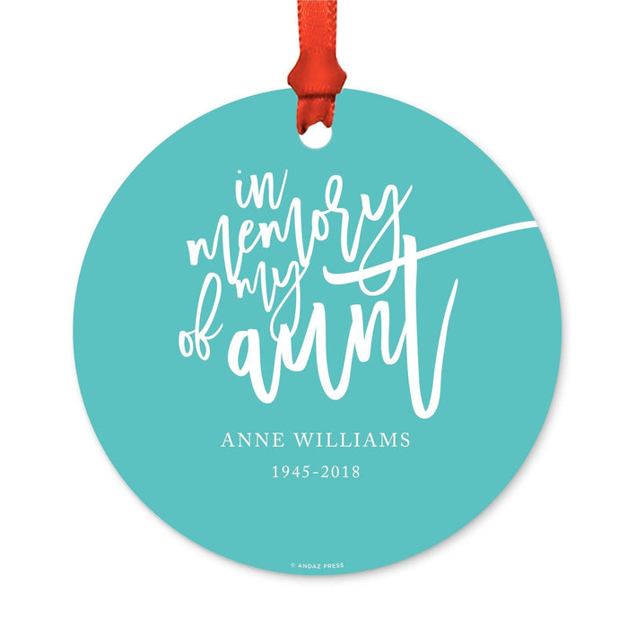 Custom Memorial Round Metal Christmas Ornament, There's a Little Bit of Heaven in Our Home-Set of 1-Andaz Press-Aunt-