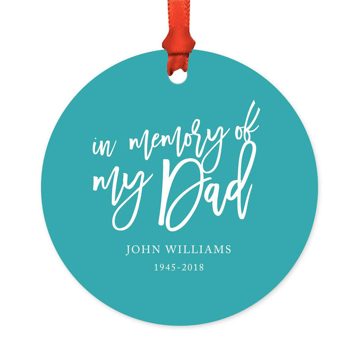 Custom Memorial Round Metal Christmas Ornament, There's a Little Bit of Heaven in Our Home-Set of 1-Andaz Press-Dad-