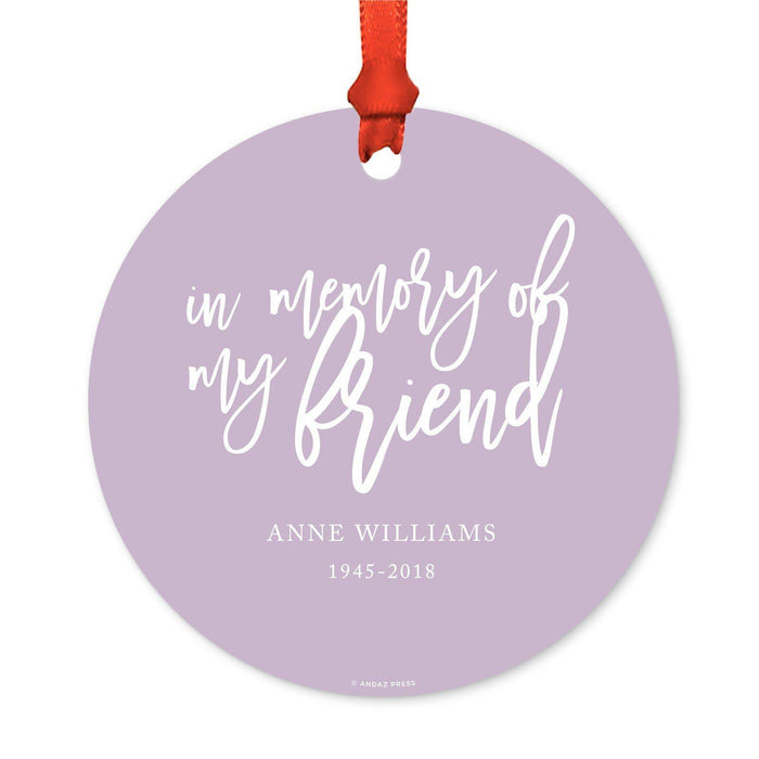 Custom Memorial Round Metal Christmas Ornament, There's a Little Bit of Heaven in Our Home-Set of 1-Andaz Press-Friend-