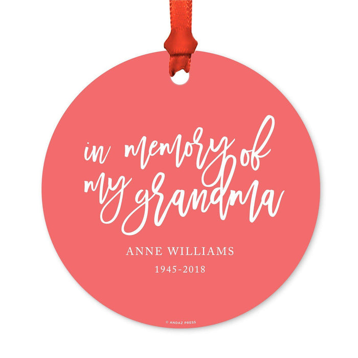 Custom Memorial Round Metal Christmas Ornament, There's a Little Bit of Heaven in Our Home-Set of 1-Andaz Press-Grandma-