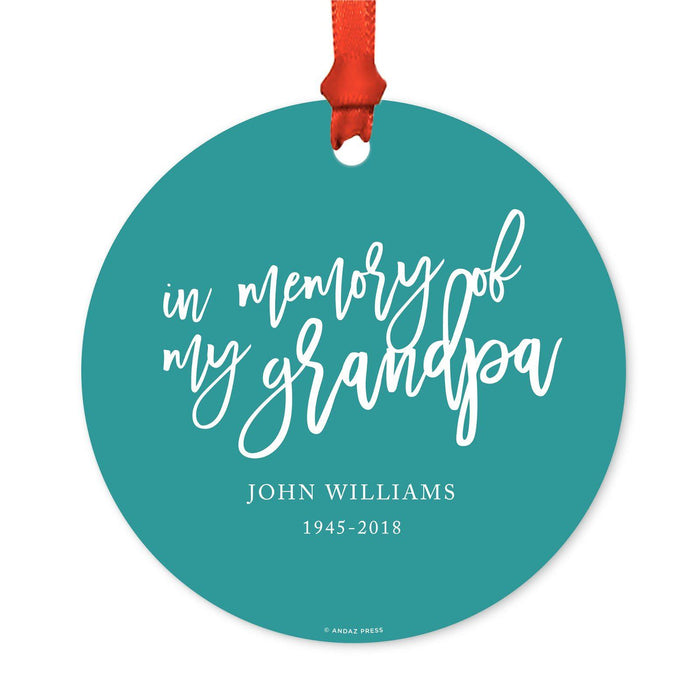 Custom Memorial Round Metal Christmas Ornament, There's a Little Bit of Heaven in Our Home-Set of 1-Andaz Press-Grandpa-