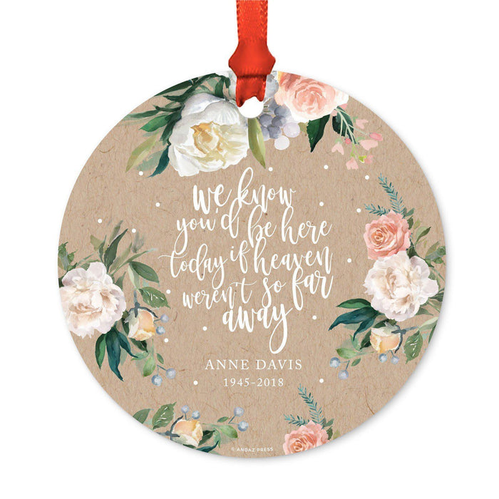 Custom Memorial Round Metal Christmas Ornament, There's a Little Bit of Heaven in Our Home-Set of 1-Andaz Press-Heaven-