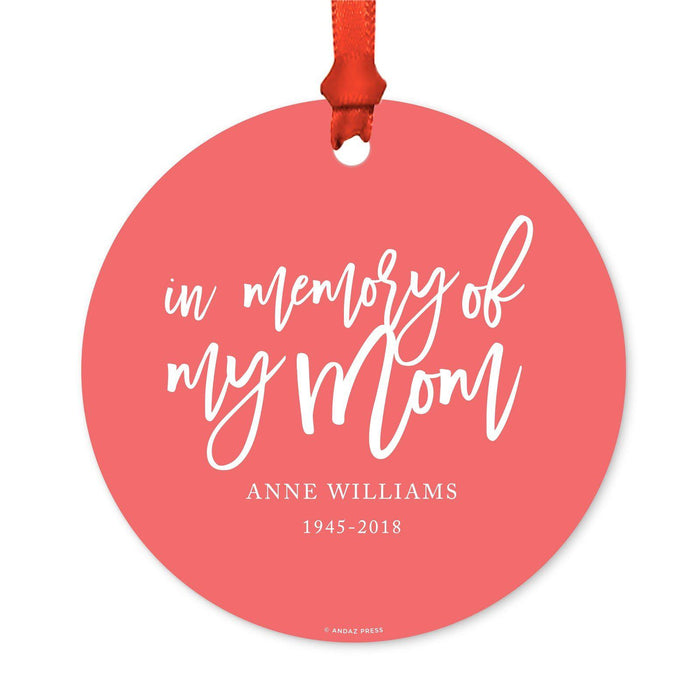 Custom Memorial Round Metal Christmas Ornament, There's a Little Bit of Heaven in Our Home-Set of 1-Andaz Press-Mom-