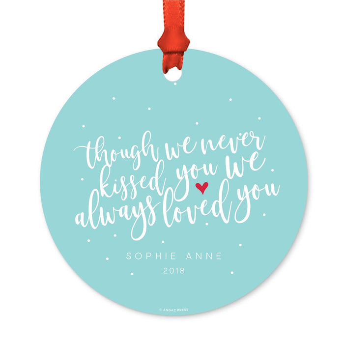 Custom Memorial Round Metal Christmas Ornament, There's a Little Bit of Heaven in Our Home-Set of 1-Andaz Press-Sophia Anne-