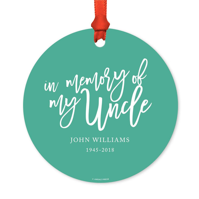 Custom Memorial Round Metal Christmas Ornament, There's a Little Bit of Heaven in Our Home-Set of 1-Andaz Press-Uncle-