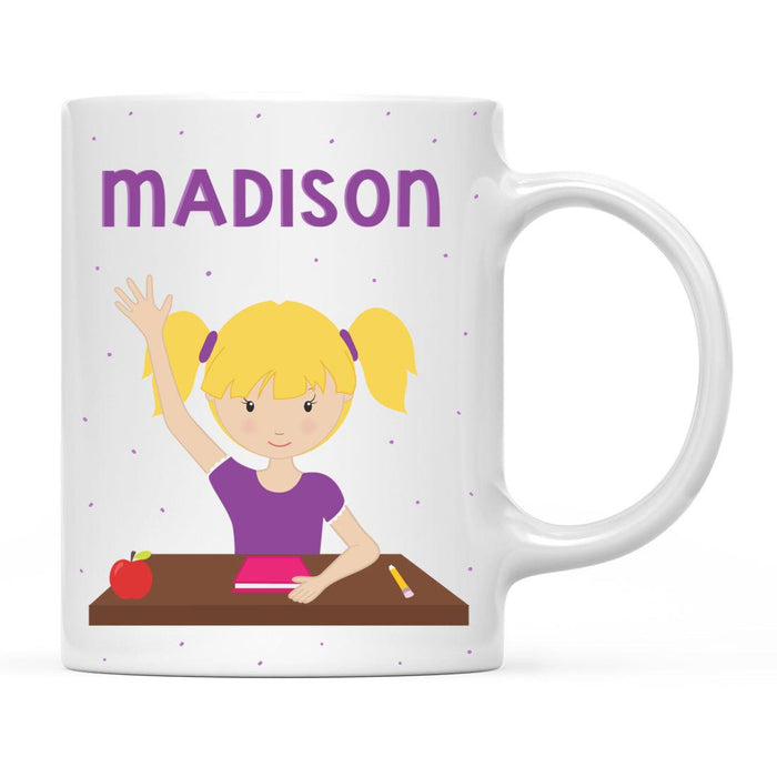Custom Milk Hot Chocolate Kids Part 1 Coffee Mug-Set of 1-Andaz Press-Blonde Haired School Girl-