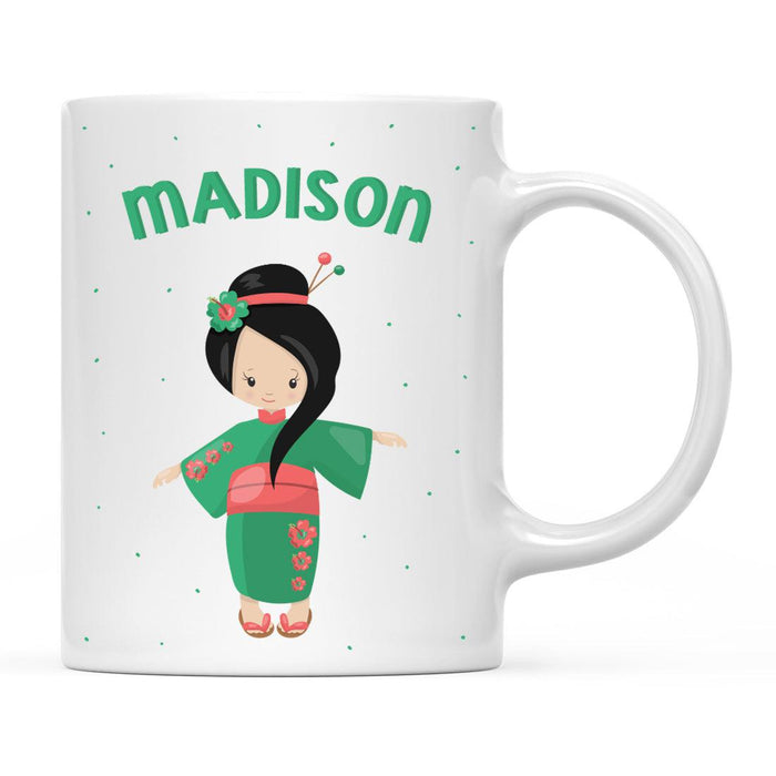 Custom Milk Hot Chocolate Kids Part 1 Coffee Mug-Set of 1-Andaz Press-Green Geisha Girl-