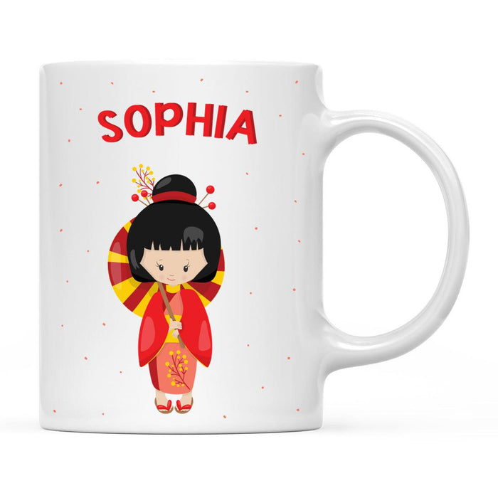 Custom Milk Hot Chocolate Kids Part 1 Coffee Mug-Set of 1-Andaz Press-Red Geisha Girl-