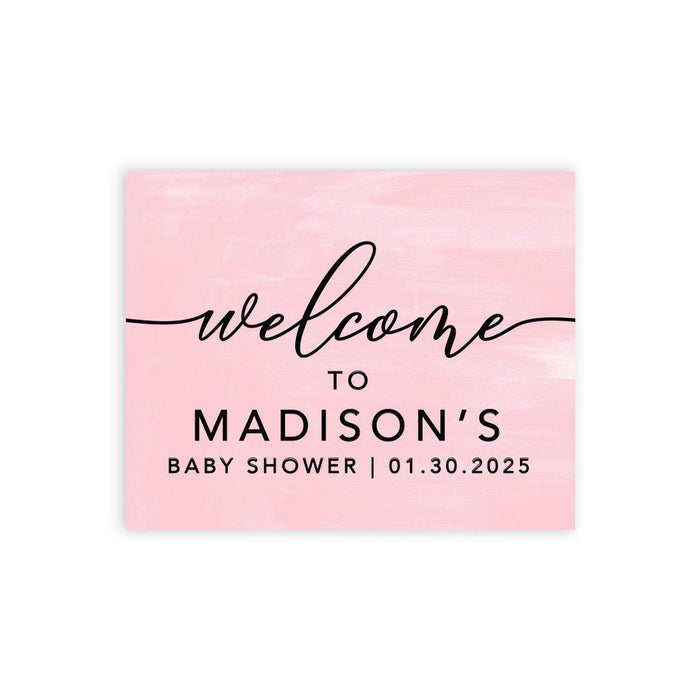 Custom Minimal Baby Shower Canvas Welcome Signs-Set of 1-Andaz Press-Minimal Black and White-