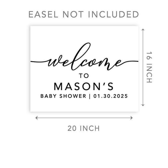 Custom Minimal Baby Shower Canvas Welcome Signs-Set of 1-Andaz Press-Minimal Black and White-