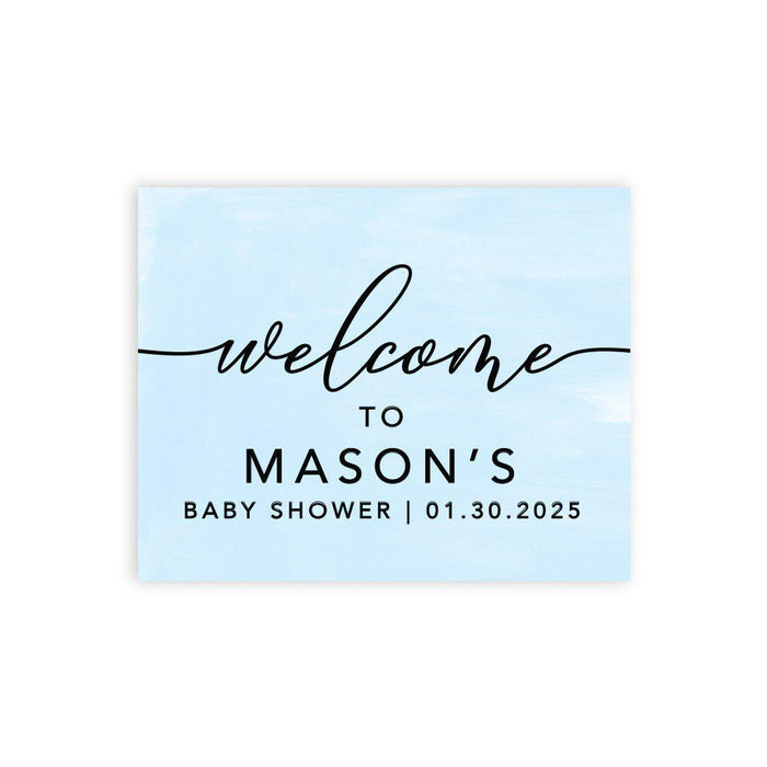 Custom Minimal Baby Shower Canvas Welcome Signs-Set of 1-Andaz Press-Minimal Black and White-