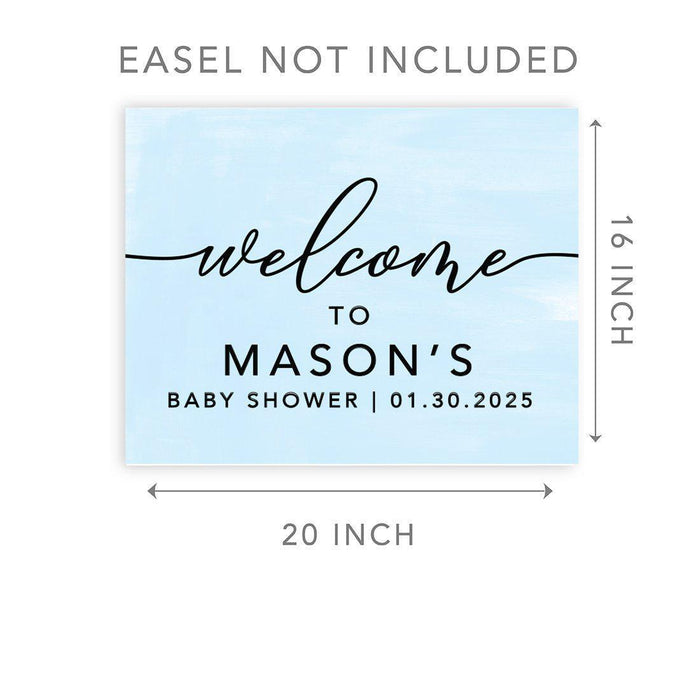 Custom Minimal Baby Shower Canvas Welcome Signs-Set of 1-Andaz Press-Minimal Black and White-