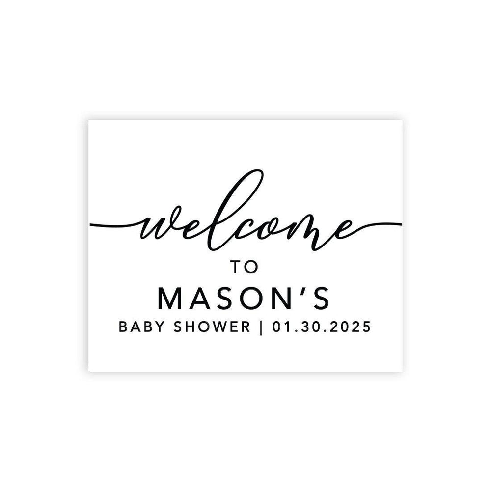 Custom Minimal Baby Shower Canvas Welcome Signs-Set of 1-Andaz Press-Minimal Black and White-