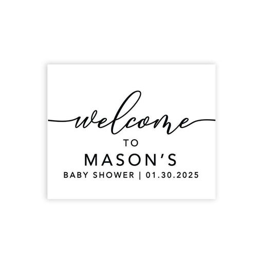 Custom Minimal Baby Shower Canvas Welcome Signs-Set of 1-Andaz Press-Minimal Black and White-