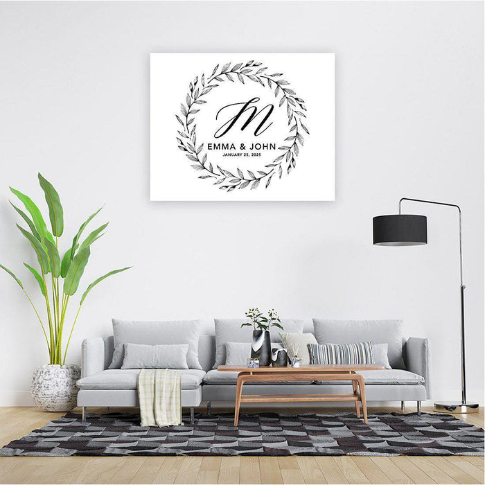 Custom Modern Canvas Wedding Guestbook Welcome Signs-Set of 1-Andaz Press-Minimalist Modern Monogram-
