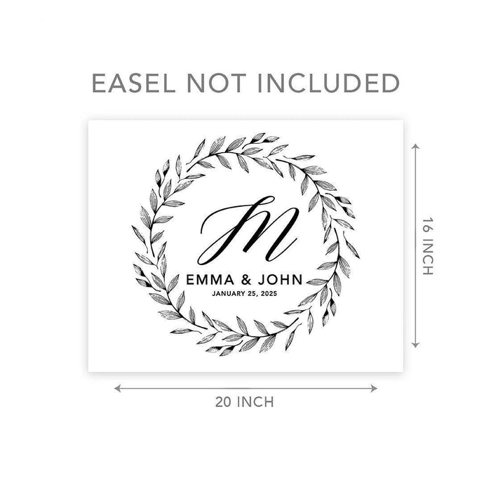 Custom Modern Canvas Wedding Guestbook Welcome Signs-Set of 1-Andaz Press-Minimalist Modern Monogram-