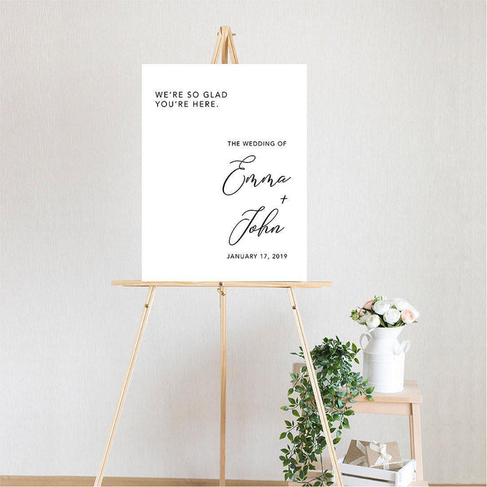 Custom Modern Canvas Wedding Guestbook Welcome Signs-Set of 1-Andaz Press-Minimalist Modern Monogram-