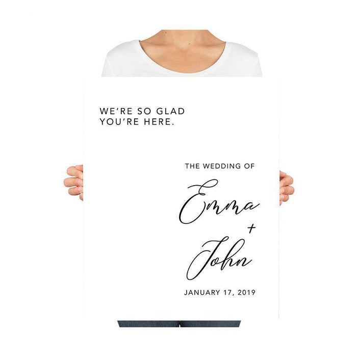 Custom Modern Canvas Wedding Guestbook Welcome Signs-Set of 1-Andaz Press-Minimalist Modern Monogram-