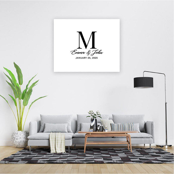 Custom Modern Canvas Wedding Guestbook Welcome Signs-Set of 1-Andaz Press-Minimalist Modern Monogram-