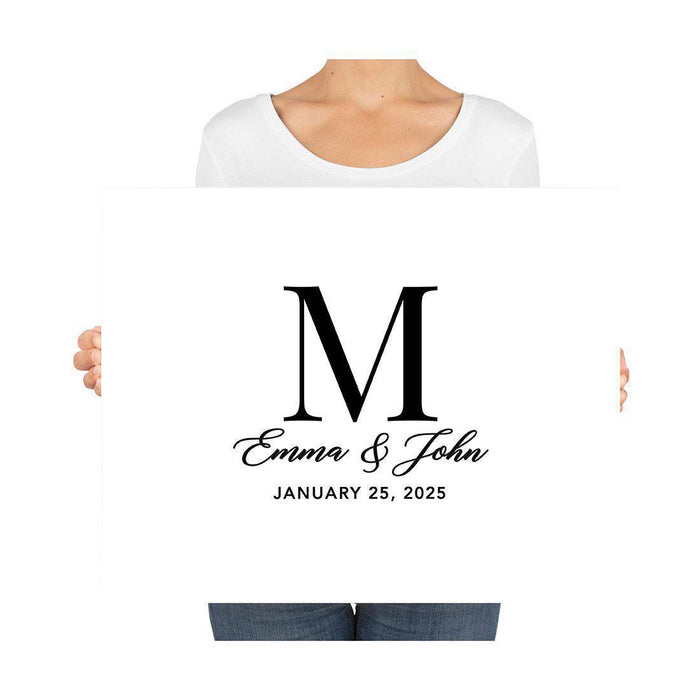 Custom Modern Canvas Wedding Guestbook Welcome Signs-Set of 1-Andaz Press-Minimalist Modern Monogram-