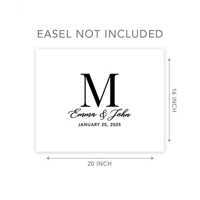 Custom Modern Canvas Wedding Guestbook Welcome Signs-Set of 1-Andaz Press-Minimalist Modern Monogram-