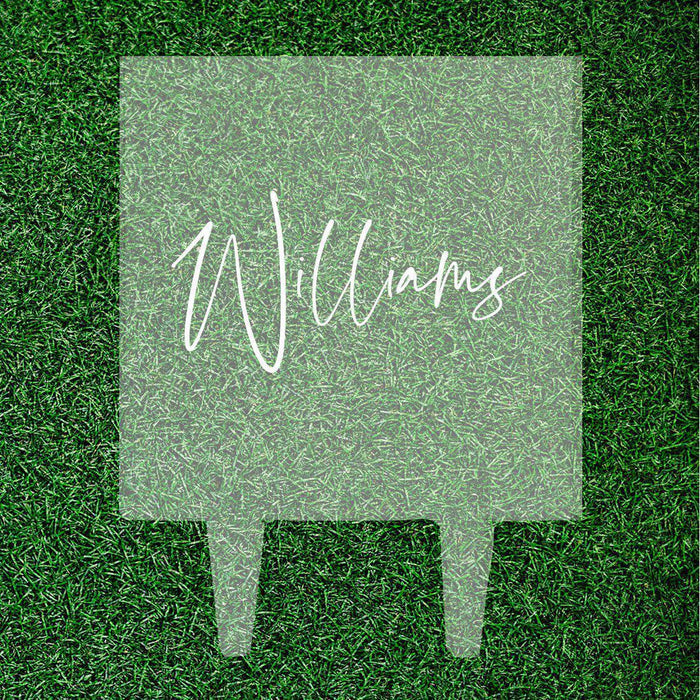 Custom Modern Square Acrylic Cake Topper Collection-Set of 1-Andaz Press-Modern Script Custom Name With Date-