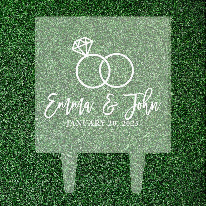 Custom Modern Square Acrylic Cake Topper Collection-Set of 1-Andaz Press-Modern Script Custom Name With Date-