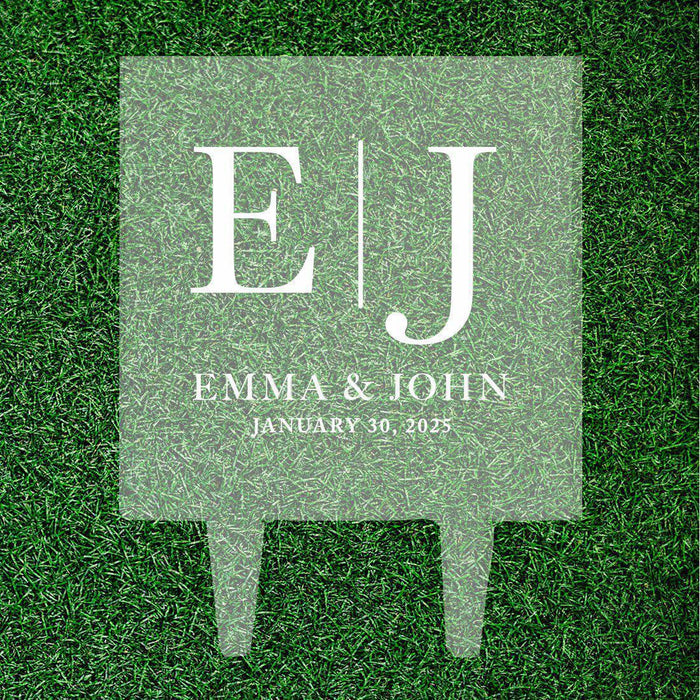 Custom Modern Square Acrylic Cake Topper Collection-Set of 1-Andaz Press-Modern Script Custom Name With Date-