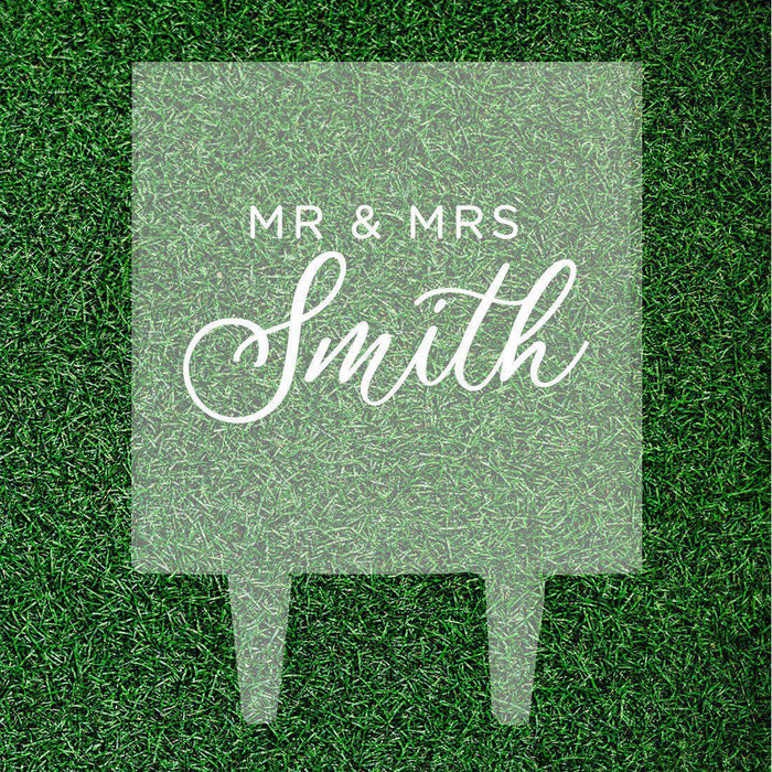 Custom Modern Square Acrylic Cake Topper Collection-Set of 1-Andaz Press-Modern Script Custom Name With Date-