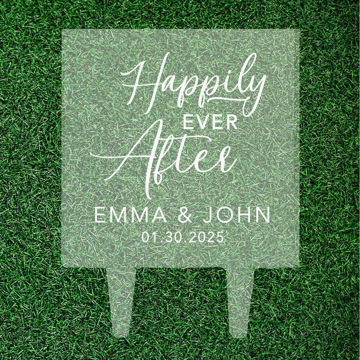 Custom Modern Square Acrylic Cake Topper Collection-Set of 1-Andaz Press-Happily Ever After Couple Name-