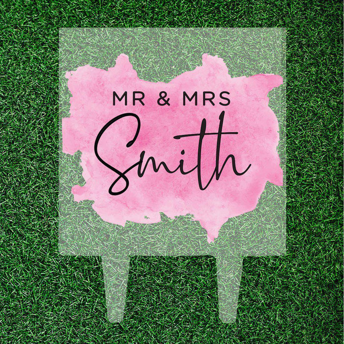 Custom Modern Square Acrylic Cake Topper Collection-Set of 1-Andaz Press-Modern Pink Watercolor-