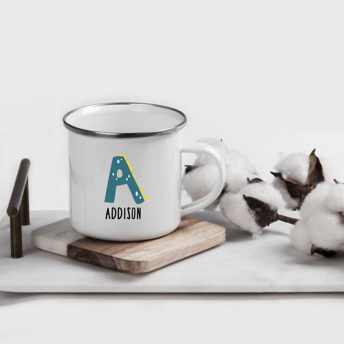 Custom Monogram Initial Campfire Coffee Mug Gifts Letters A-Z - 8 Designs-Set of 1-Andaz Press-Dinosaur Monogram-