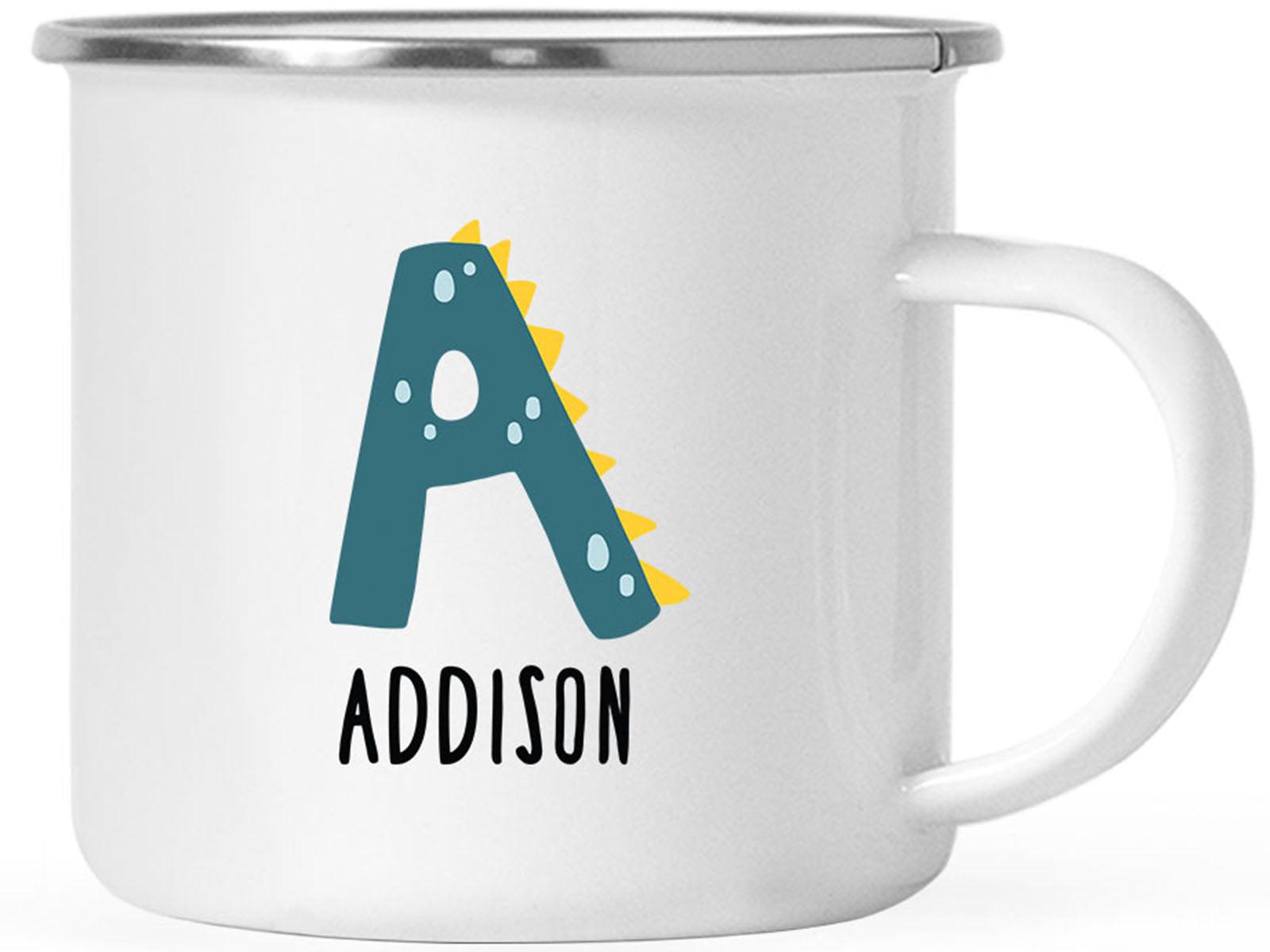 Custom Monogram Initial Campfire Coffee Mug Gifts Letters A-Z - 8 Designs-Set of 1-Andaz Press-Dinosaur Monogram-