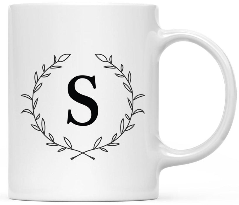 Custom Monogram Initial Coffee Mug Gift - 10 Designs-Set of 1-Andaz Press-Laurel Wreath-