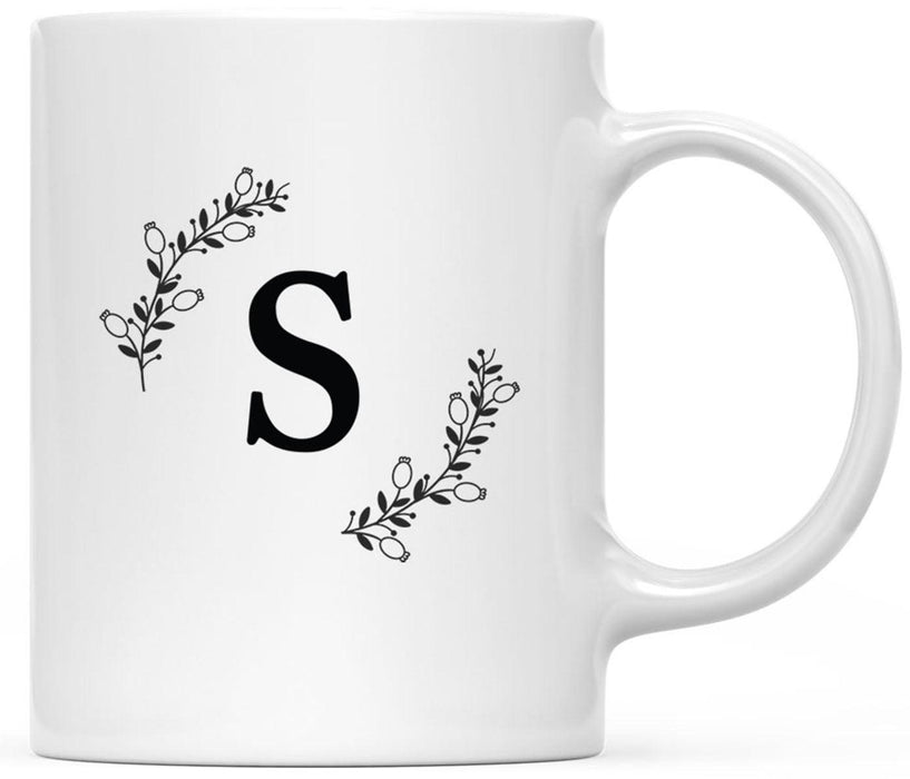 Custom Monogram Initial Coffee Mug Gift - 10 Designs-Set of 1-Andaz Press-Minimal Leaves-