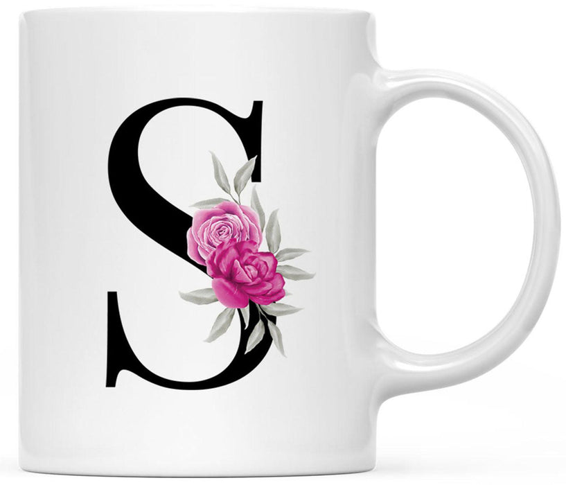Custom Monogram Initial Coffee Mug Gift - 10 Designs-Set of 1-Andaz Press-Roses-