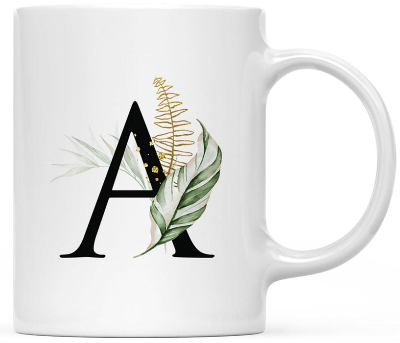 Custom Monogram Initial Coffee Mug Gift - 10 Designs-Set of 1-Andaz Press-Tropical Leaf-