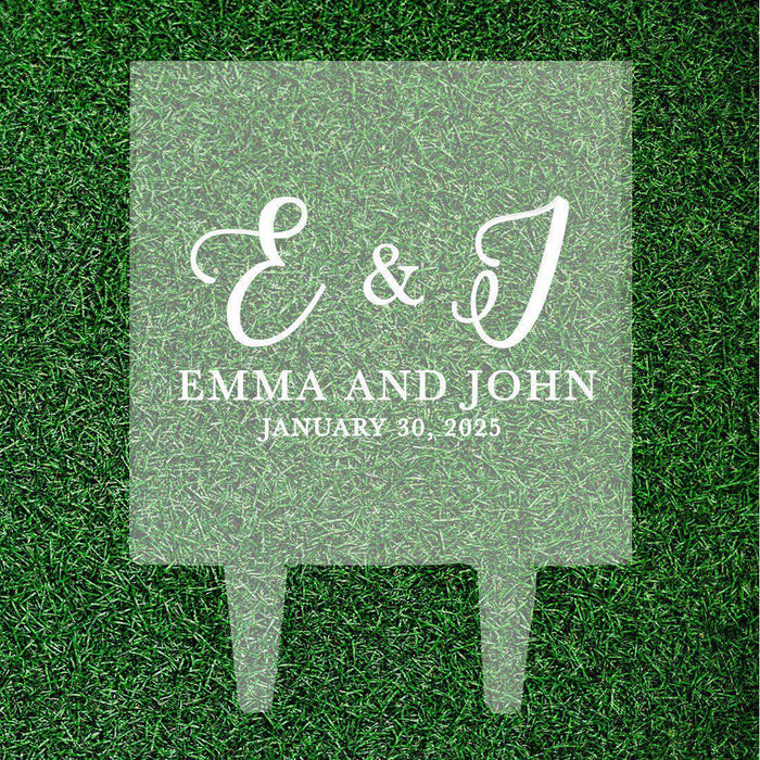 Custom Monogram Letter Initial Square Acrylic Cake Topper Collection-Set of 1-Andaz Press-Mongram Floral Initial-