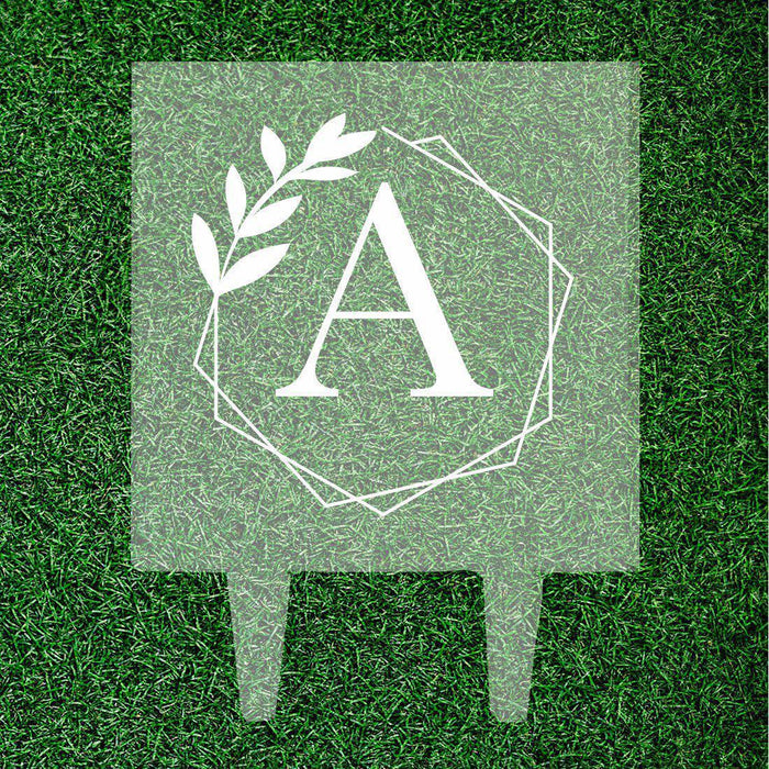 Custom Monogram Letter Initial Square Acrylic Cake Topper Collection-Set of 1-Andaz Press-Mongram Floral Initial-