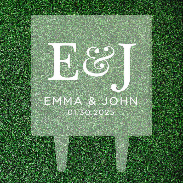 Custom Monogram Letter Initial Square Acrylic Cake Topper Collection-Set of 1-Andaz Press-Mongram Floral Initial-