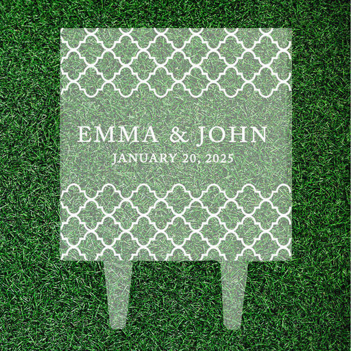 Custom Moroccan Square Acrylic Cake Topper Collection-Set of 1-Andaz Press-Moroccan Design Name Date-