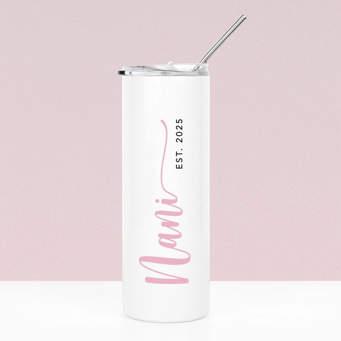 Custom Mother's Day Skinny Tumbler with Lid and Straw - Stainless Steel Insulated Tumbler-Set of 1-Andaz Press-Mama Bear with Kid's Names-