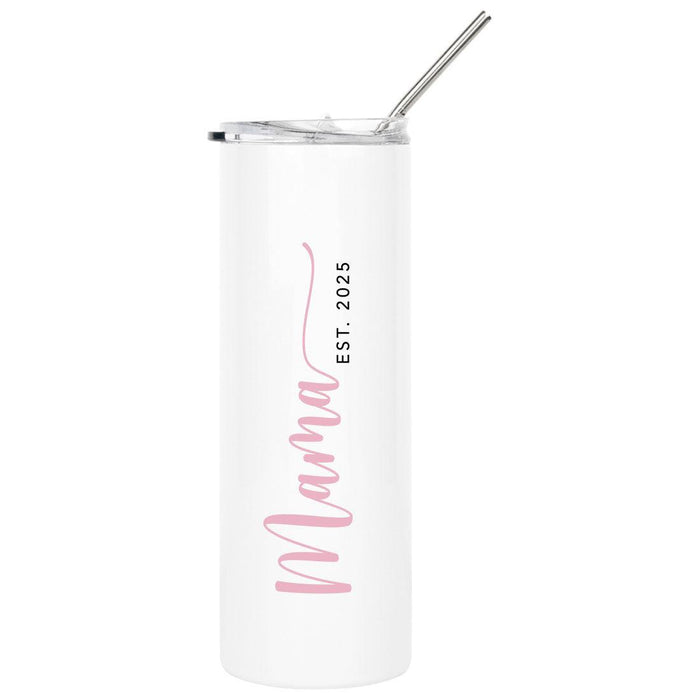 Custom Mother's Day Skinny Tumbler with Lid and Straw - Stainless Steel Insulated Tumbler-Set of 1-Andaz Press-Mama Bear with Kid's Names-