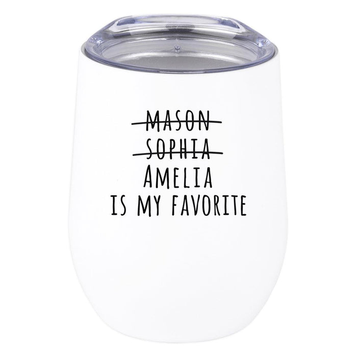 Custom Mother's Day Wine Tumbler with Lid 12oz Stemless Stainless Steel Insulated-Set of 1-Andaz Press-EST. Mom-